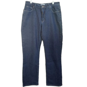 NWT Lee Riders Jeans Womens 12 Blue Mid Rise Relaxed Straight Leg Dark Wash B24
